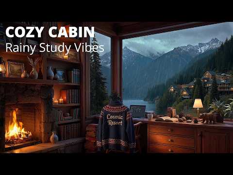 Cozy Cabin Rain Study Room 🌧️Focus & Relax