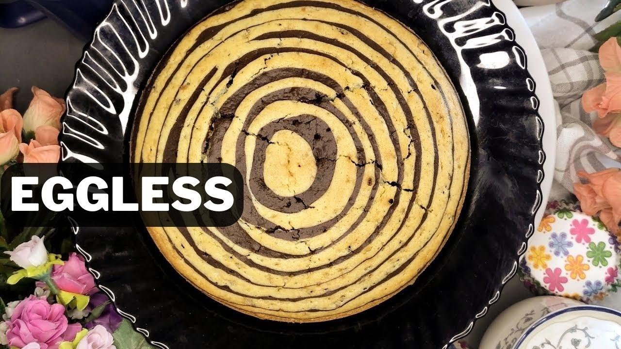 Eggless Zebra Cake Recipe by HomeKitchen_Studio | Marble Cake