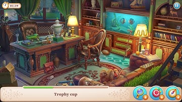 Manor Matters hidden items #40 in the Study with single item - Pass |trophy cup, target, ball, camel