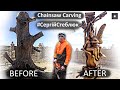 Chainsaw carving wood - Невероятная резьба по дереву бензопилой, огромные герои сказки "Дюймовочка"
