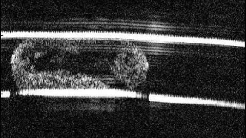 Tomographical view through the center of a 0.5uL KCl droplet with 50nL of polybeads