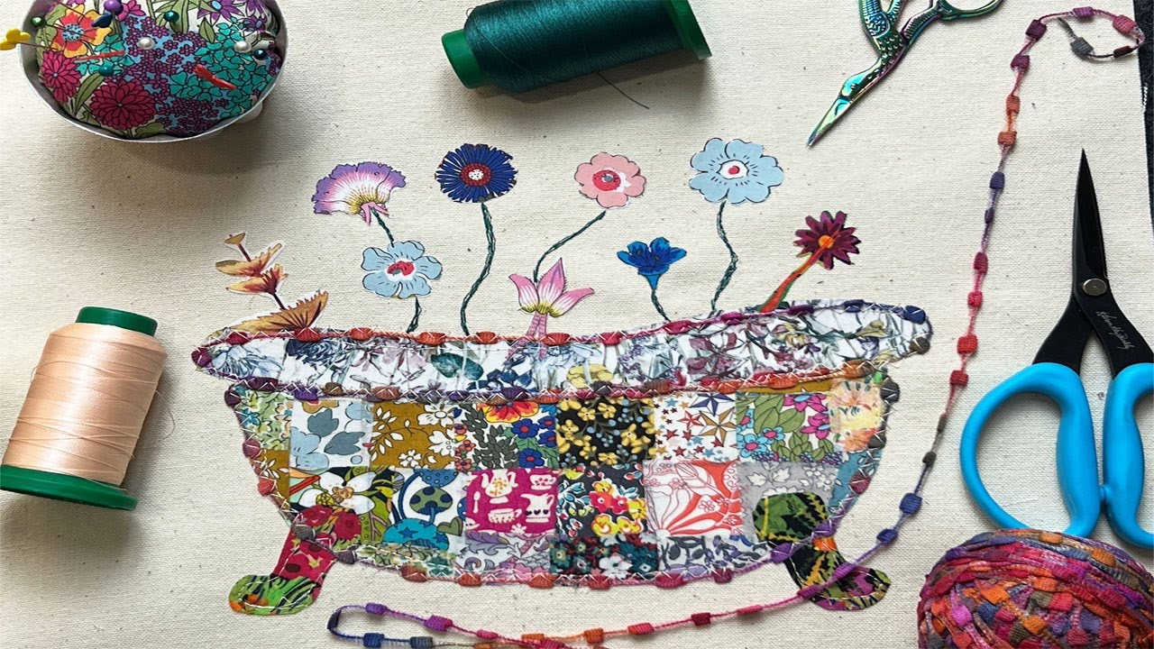 Scrappy Fabric Project, Textile Art, Upcycle Liberty, Free Motion Embroidery 