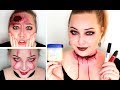 EASY DIY Halloween Makeup Hacks // LATEX-FREE // With Eyelash glue, Vaseline & Lipstick