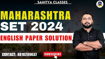 MAHARASHTRA SET EXAM PAPER SOLUTION [1] 2024! English Literature by Prof Vineet Pandey! #mhset2024