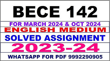 bece 142 solved assignment 2023-24 | bece 142 solved assignment in english 2023-2024 | bece 142 2024