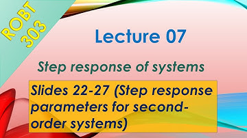 ROBT 303 - Lecture 07.01 - Step response: Step response parameters of second-order systems (S 22-27)