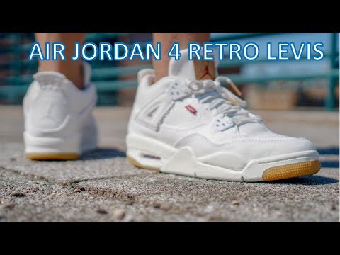 人気話題!Nike x Levis Air Jordan 4 Retro Levis NRG White Review/On Feet - Air Jordan 4 Levis - YouTube