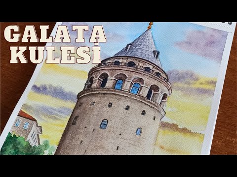 Galata kulesi nasıl çizilir? / Çizim ve boyama Suluboya ile / Watercolor painting 🎨