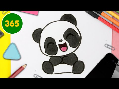 DRAWING A PANDA kawaii - dibujos kawaii - how to draw a cute panda 