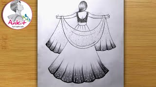 How to draw a girl with lehenga / girl drawing / how to draw a girl in beautiful traditional dress