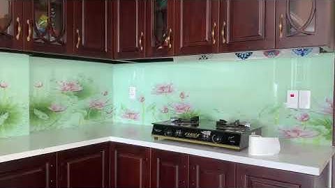 Kính mầu ốp bếp 3D, KÍNH 3D HỒ SEN, kính tranh phong cảnh đẹp, tranh kính ốp bếp đủ các mẫu đẹp.
