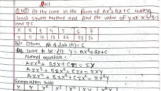 Unit-3,Quadratic Form by Least Square Method|Polynomial|Curve fitting |Numerical methods in nepali|