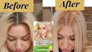 root touch up using very light pearly blonde garnier nutrisse 😜