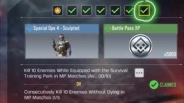 Kill 10 Enemies While Equipped with the Survival Training Perk in MP Matches (Av... (10/10) ✅