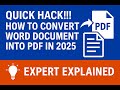 💡QUICK HACK!!! How to convert Word Document into PDF in 2025 | EXPERT EXPLAINED