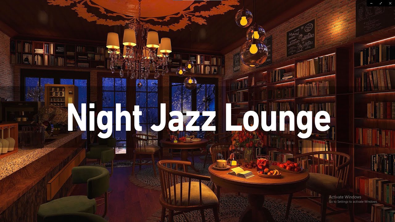 Elegant Night Jazz Lounge Music In Cozy Winter Coffee Shop Ambience ...