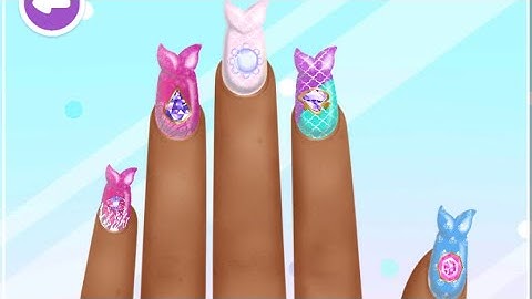 Mermaide nails, kids game, Ariel nails