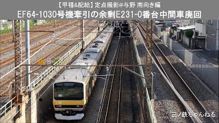 【甲種&配給】定点撮影@与野 南向き編②  EF64-1030号機牽引の余剰E231-0番台中間車廃回 (2019年)