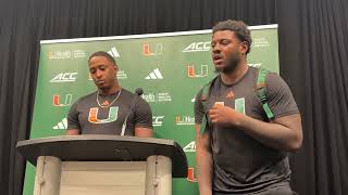Miami Hurricanes LB Chase Smith and DT Justin Scott post-Pittsburgh News