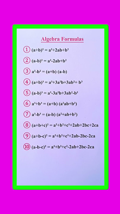 Algebra Formulas/Math Formula/Bijganit Sutra/Algebra Formula/बीजगणित सूत्र/Important Math Formula