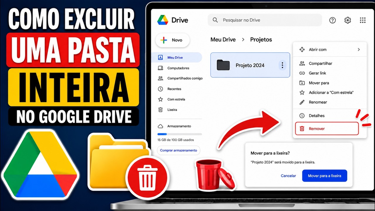 Thumbnail do vídeo Tecnoflavio: Como excluir uma pasta inteira do Google Drive