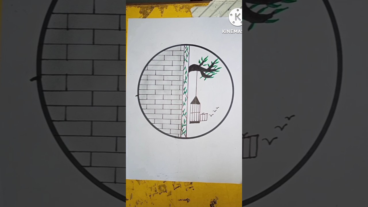circle drawing / bird house / very beautiful❤️/easy drawing / 