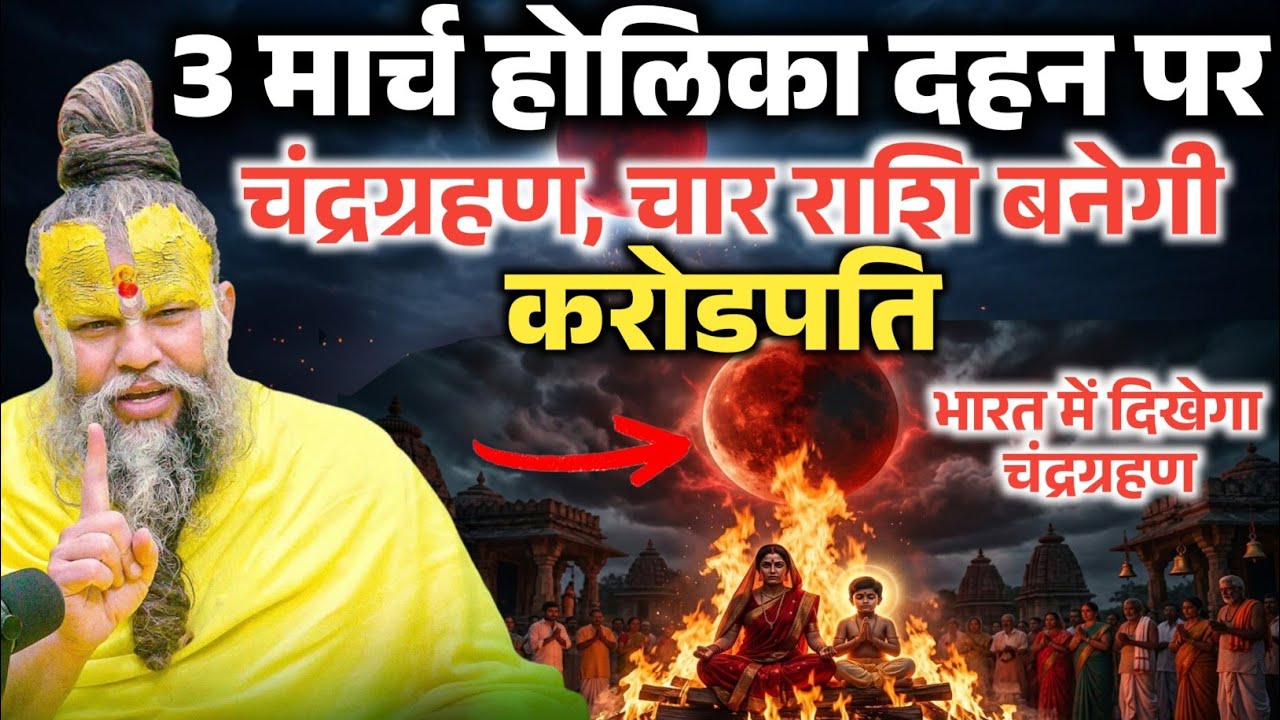 3 मार्च होलिका दहन पर साल का पहला चंद्र ग्रहण ! ये 4 राशियां बनेगी करोड़पति | Premanand Ji Maharaj