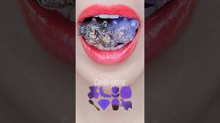 ASMR BLACK PURPLE EMOJI FOOD kohakuto sprinkle honey jelly rock candy mukbang eating sounds