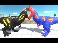 BATMAN T-REX vs SUPERMAN SPINOSAURUS DEATH RUN | Dinosaur Attack | T-rex Vs KingKong | Jurassic Park