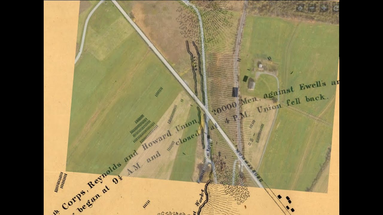 The Elliott Map of Gettysburg Then and Now