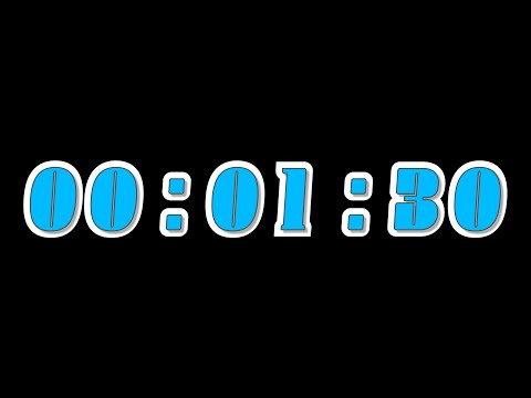 1 Minute and 30 Seconds Countdown Timer with Alarm & Chapters - Blue & White - Outline - v2 - 90 Sec