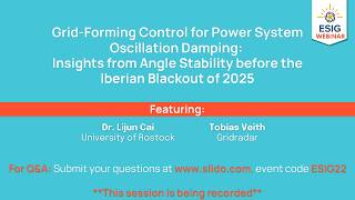 Webinar: Grid Forming Control for Power System Oscillation Damping Insights from Angle Stability