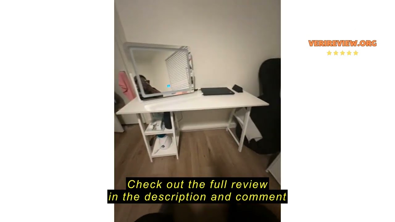 Review Natwind 47" White Desk Home Office Computer Working Kid Student Study Table with 2-Tier Stora