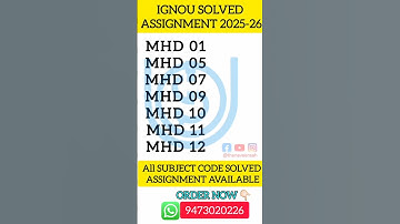 IGNOU MHD 01 TO 13  solved assignment 2025 in English | ignou all assignments pdf available 2025_26|