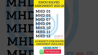 IGNOU MHD 01 TO 13  solved assignment 2025 in English | ignou all assignments pdf available 2025_26|
