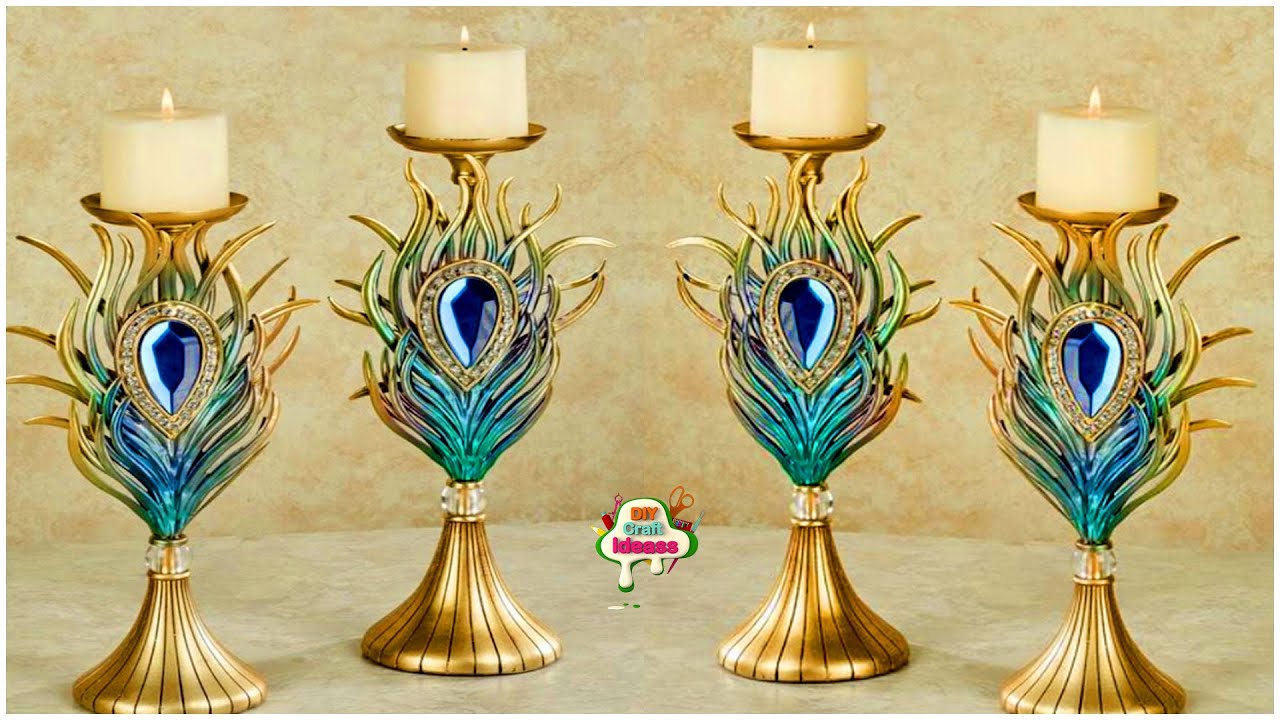 Peacock feathers diya holder Diwali decoration idea /Clay Mural/Amazing Craft ideas/ Arush diy craft