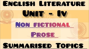 Unit IV : Non Fictional Prose Important Topics And Writers + Works | NET English Literature Syllabus