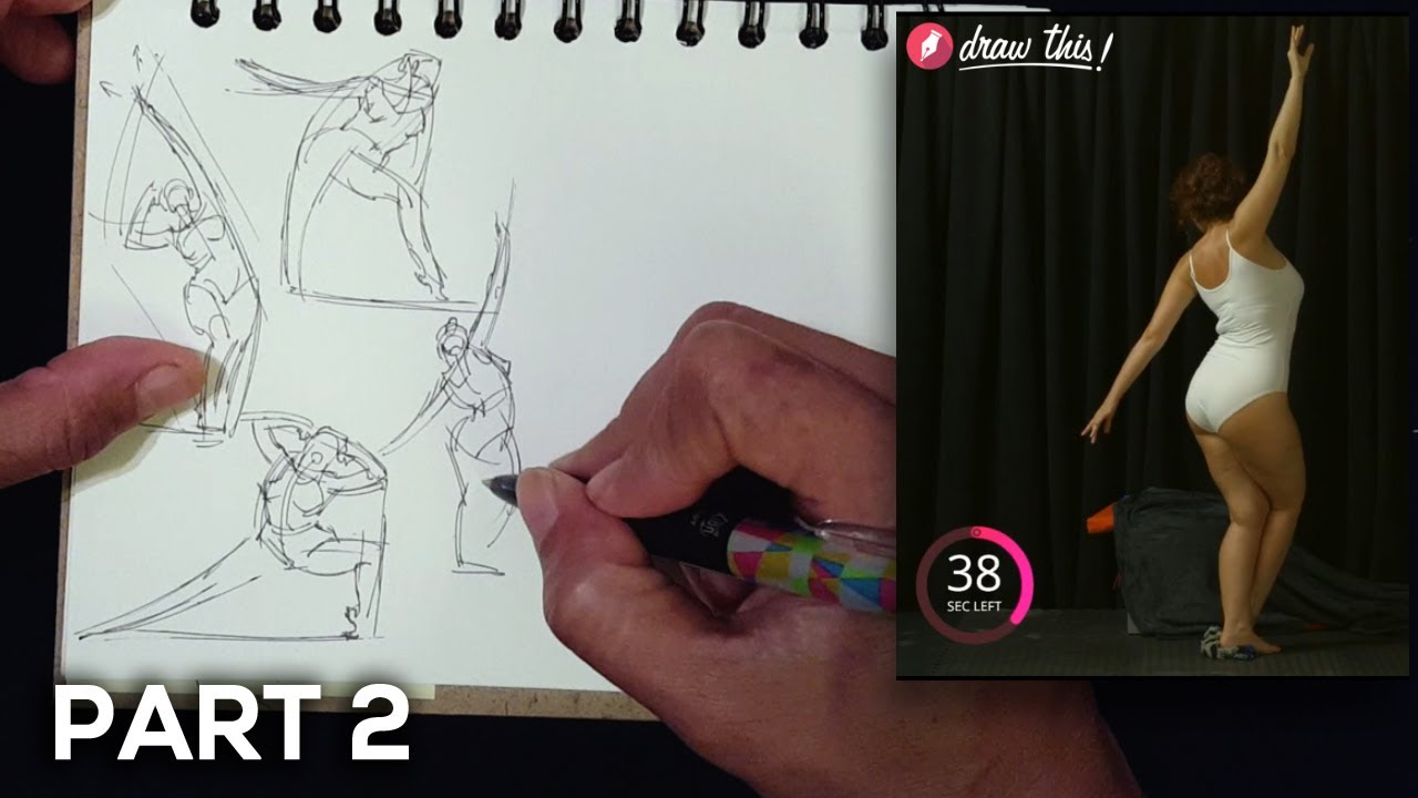Gesture Drawing Demo, Part 2 of 3 (1 Minute Poses) - YouTube