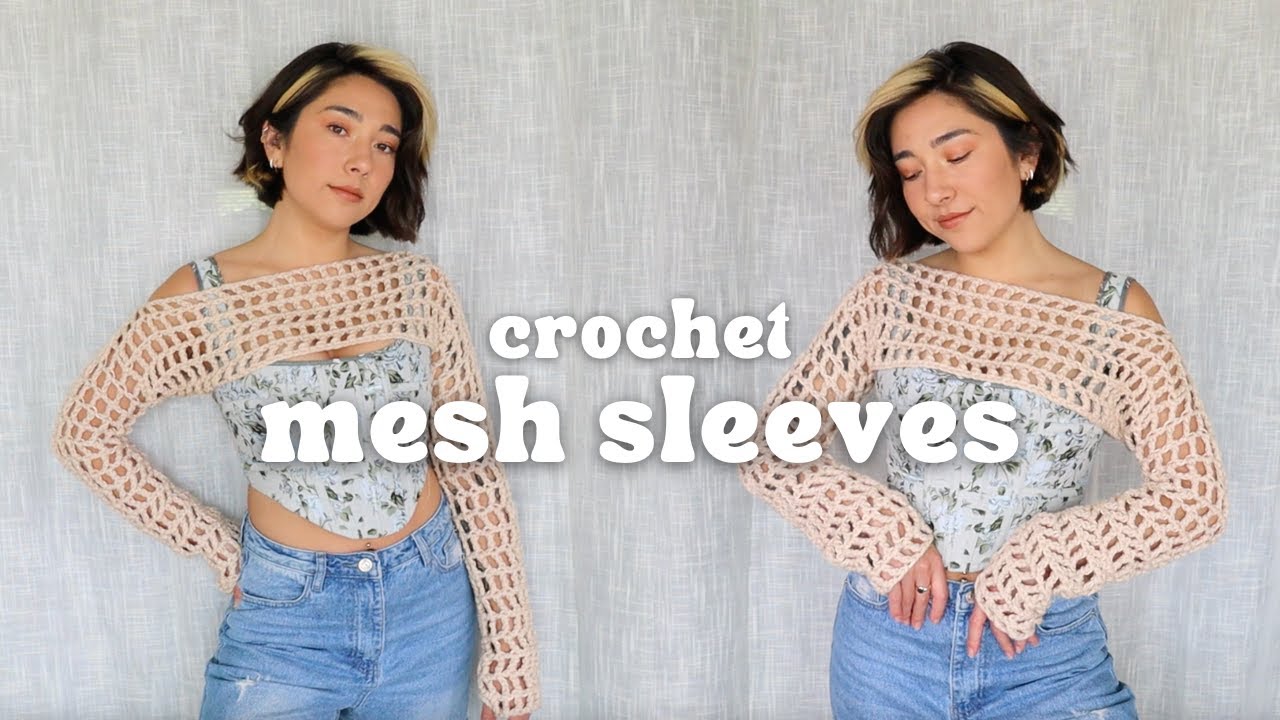 crochet mesh sleeves tutorial | easy crochet shrug for beginners! - YouTube