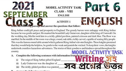 MODEL ACTIVITY TASK CLASS 8 ENGLISH PART 6 SEPTEMBER 2021