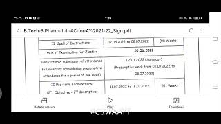 JNTUA B.Tech / B.Pharmacy 3-2 Semester Academic Calendar For Academic Year 2021-22