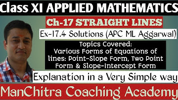 Part-1 Ex-17.4 Solutions•Ch-17 Straight Lines•APC ML Aggarwal•Class XI Applied Maths•