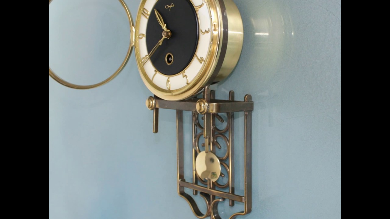 PHOTOSHOOT ORFAC Vintage Wall TOP! Clock SOLID Metal Pendulum DUTCH Mid Century 8 Days RARE