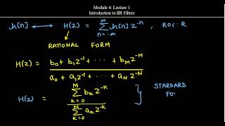 Mod4 Lec1: Introduction to IIR Filters