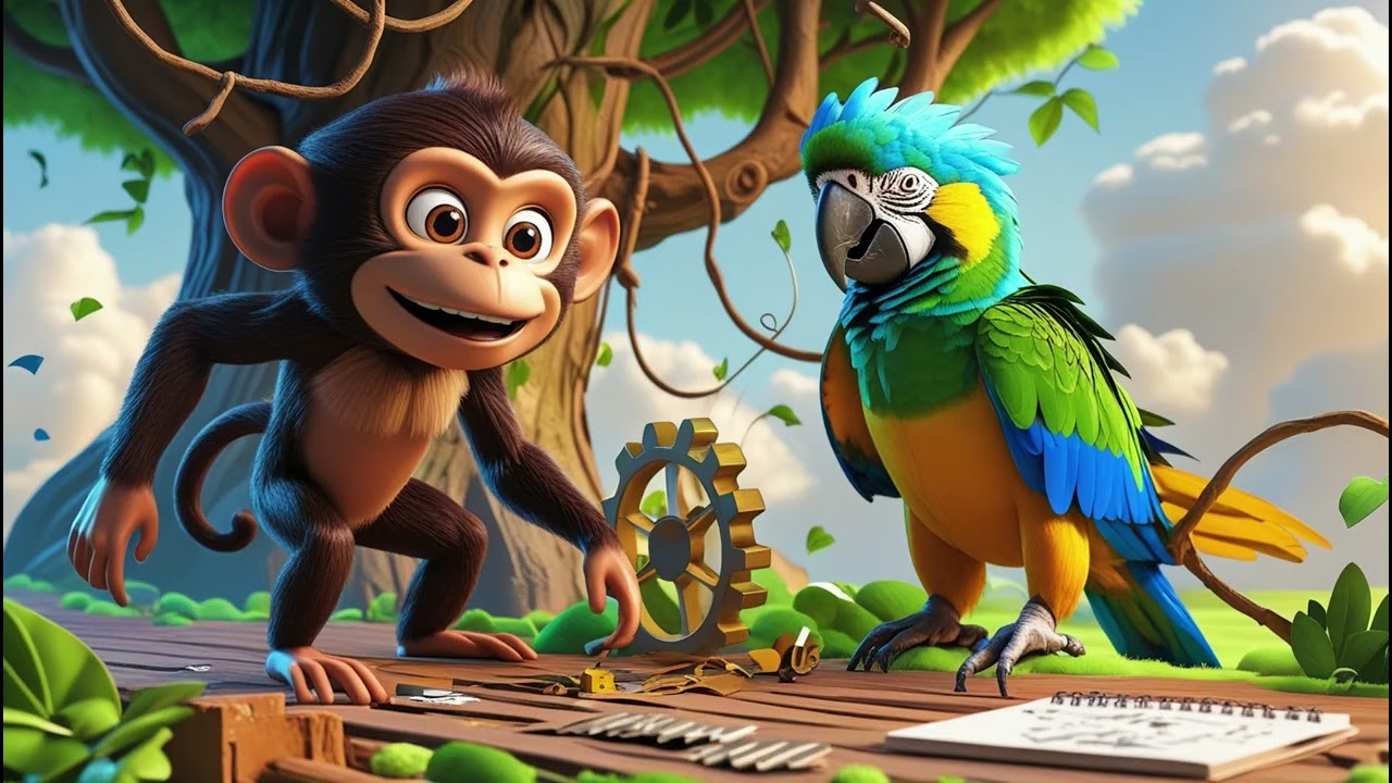The Great Problem-Solving Race with Monkey and Parrot | Fun Learning Song for Kids! 🎶✨