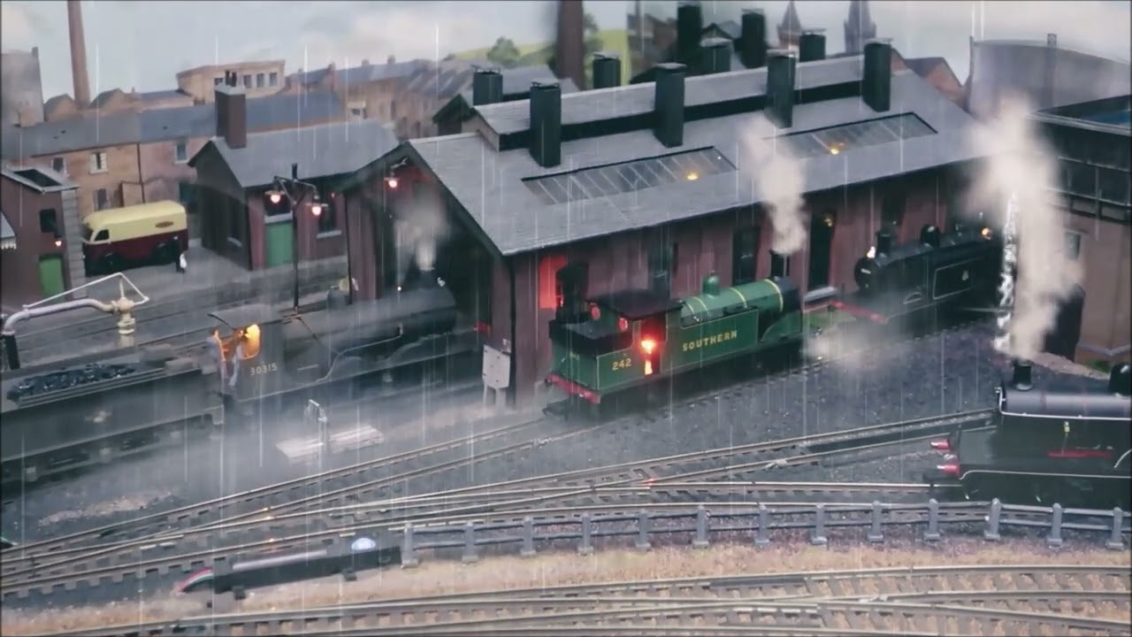 MELCHESTER MOMENTS No.1 : M7 Tank Engine arrives on shed during torrential downpour.