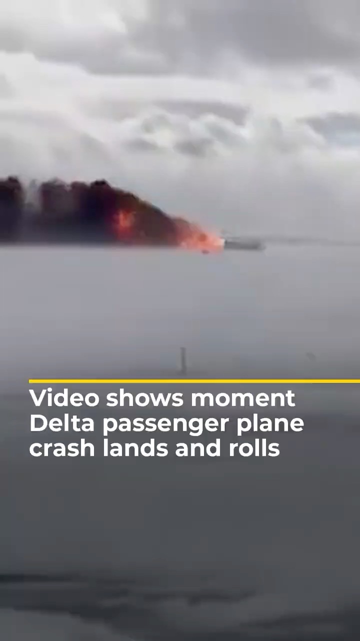 Video shows moment Delta passenger plane crash lands and rolls | AJ #shorts