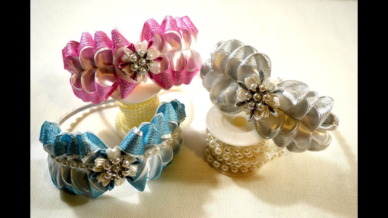 🌸Праздничный ободок/🌸How to Make Beautiful Headband🌸 Kanzashi/Tutorial/D.I.Y