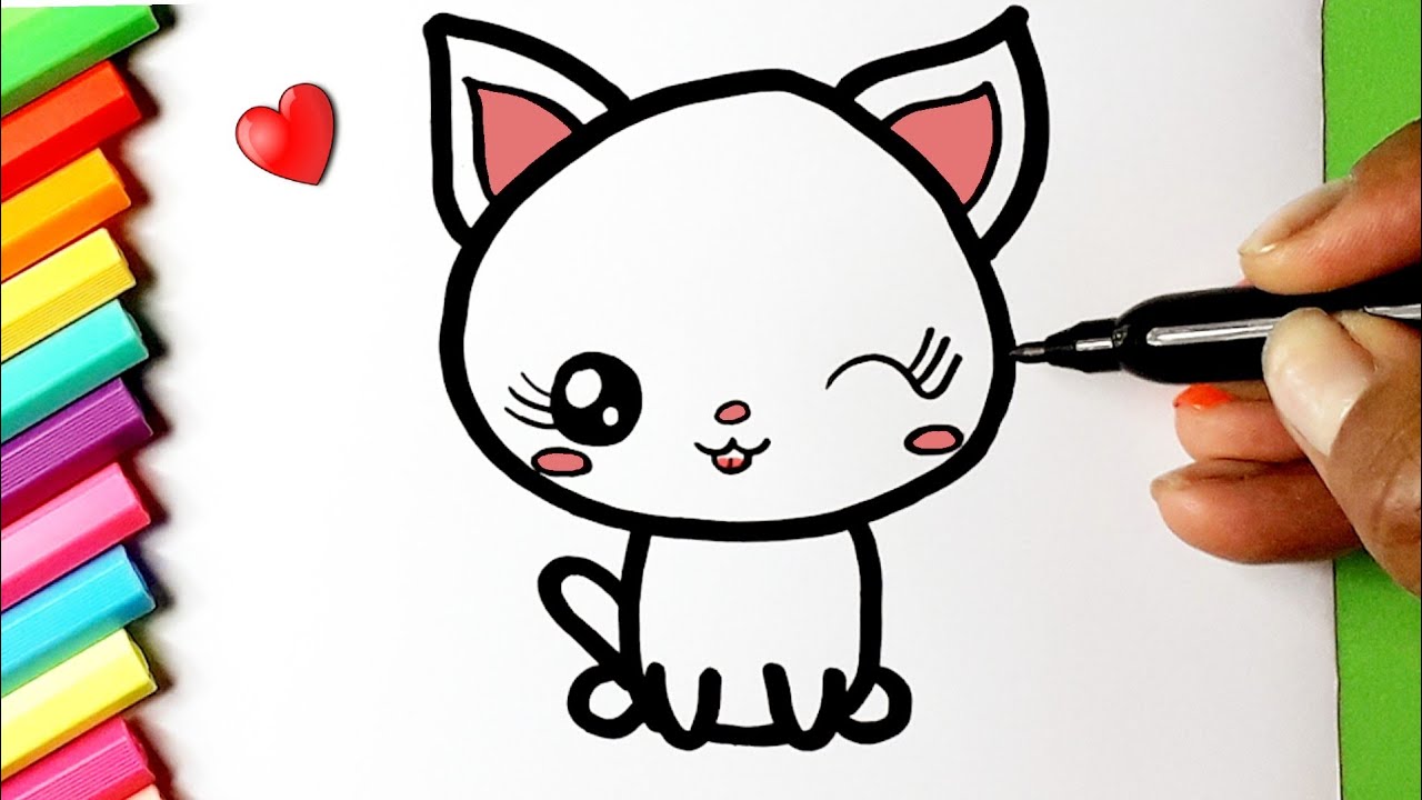 Como desenhar Gatinho tigre fofo Kawaii ❤ Desenhos Kawaii - Desenhos para  Desenhar 