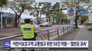 어린이보호구역 교통법규 위반 58건 적발…'절반은 과속'